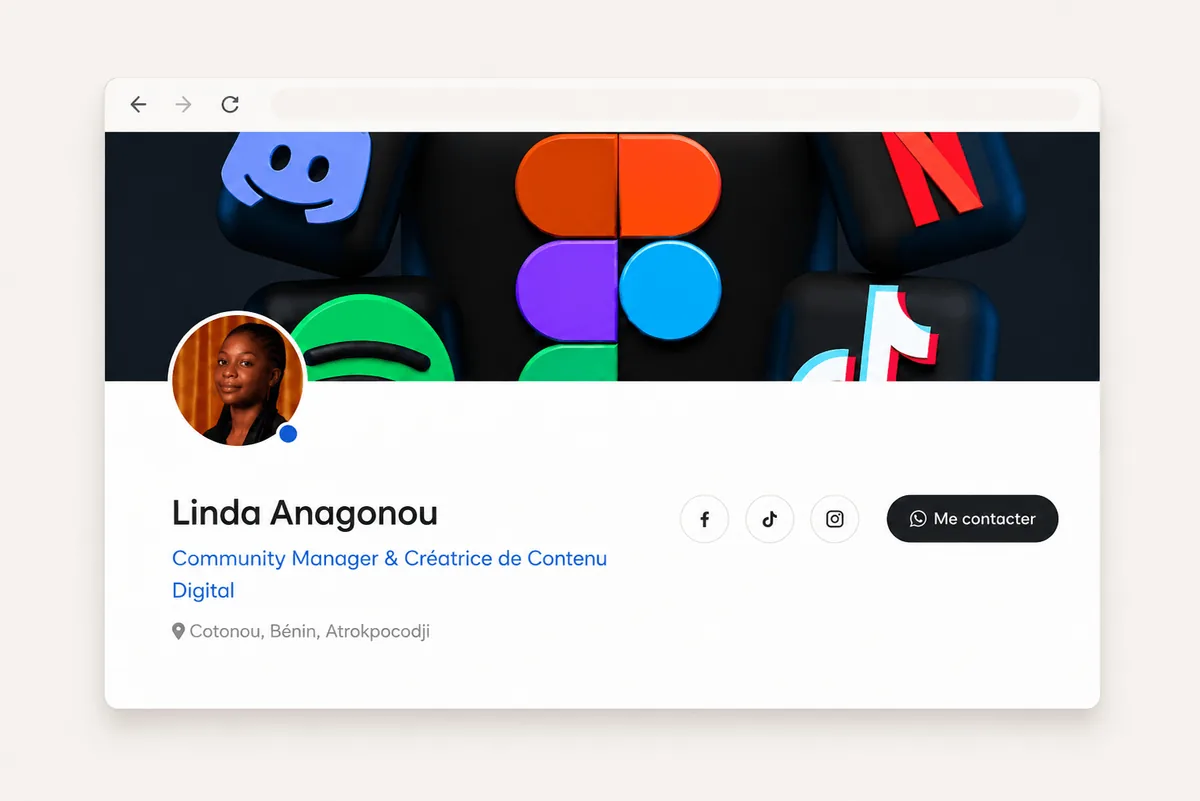 Capture d'écran du site de Linda Anagonou