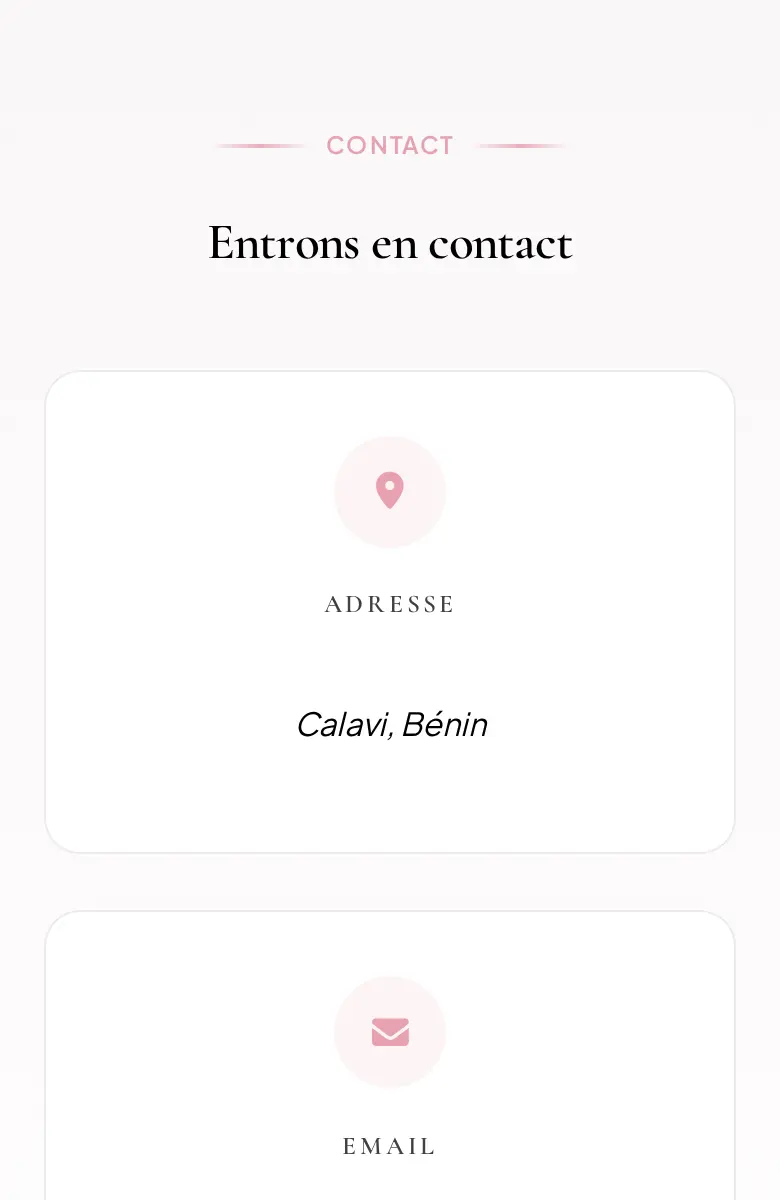 Version mobile de la section Contact