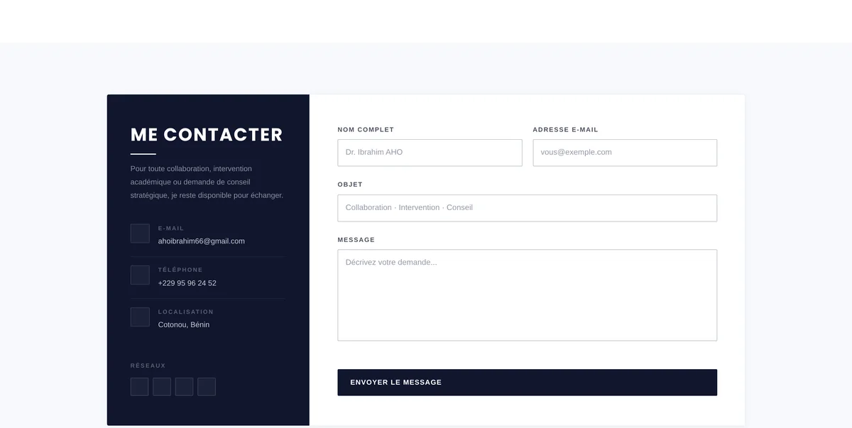 Formulaire de contact du site