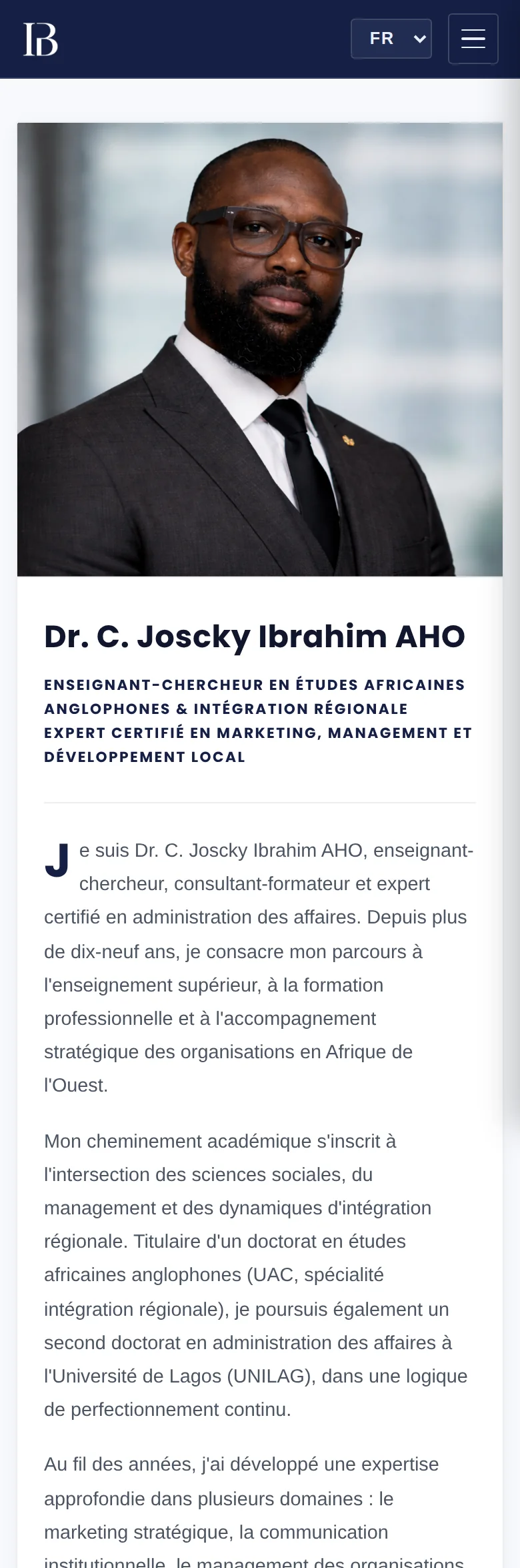 Version mobile de la page À propos