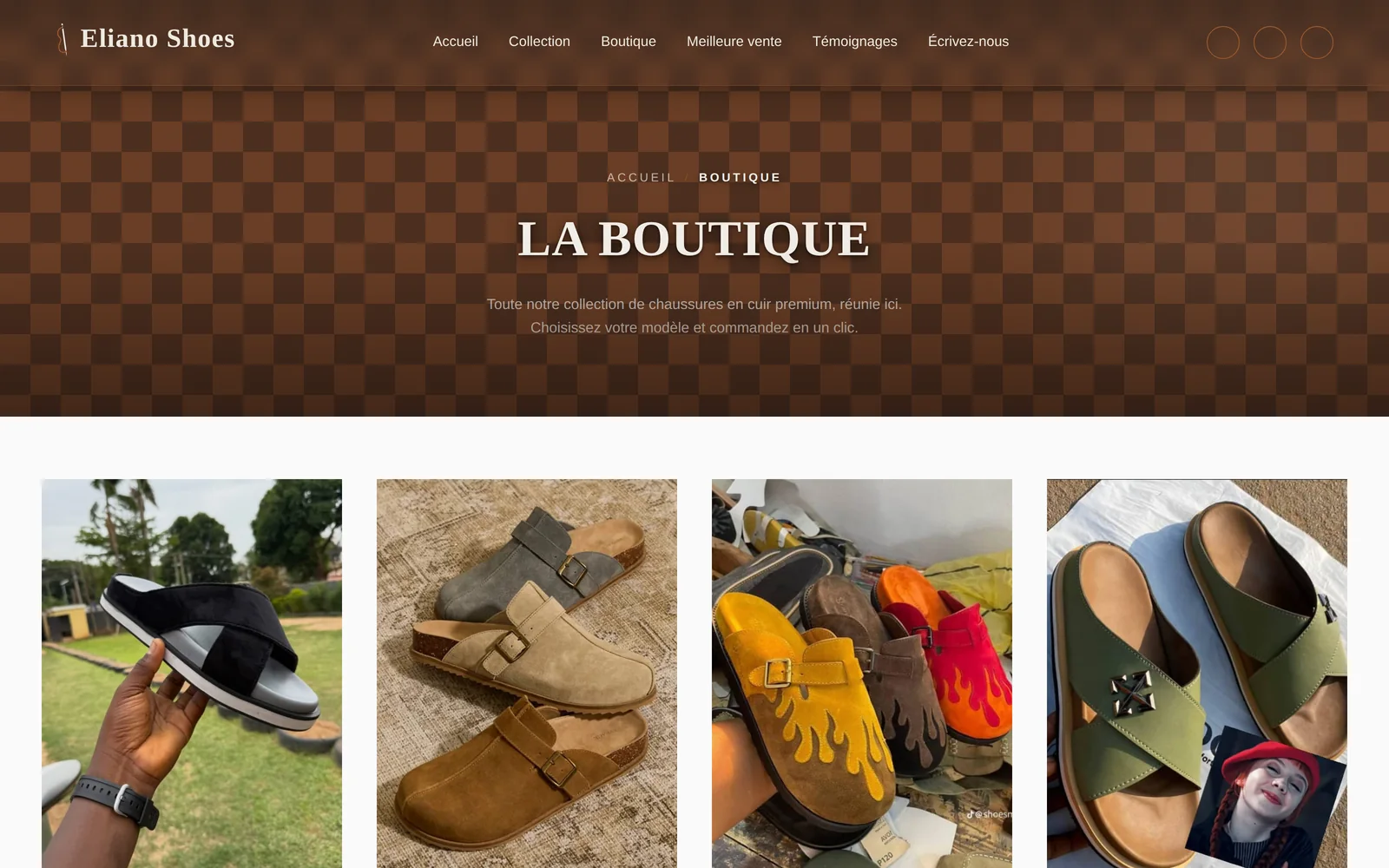 En-tête de la page Boutique avec fil d'ariane et présentation du catalogue